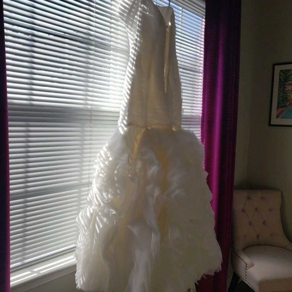 Maggie Sottero Primrose Ivory Strapless Wedding Gown Size 10 Bustle - Picture 6 of 7